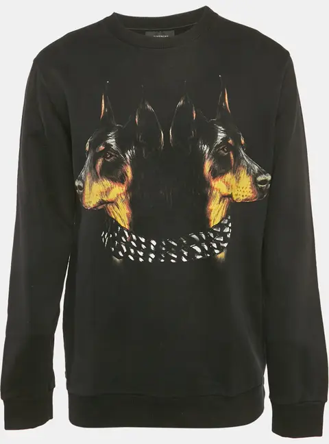 Givenchy Black Doberman Print Cotton Crewneck Sweatshirt M