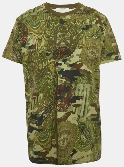 Givenchy Green Camouflage Print Jersey T-Shirt S