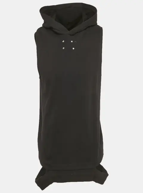 Givenchy Black Cotton Distressed Sleeveless Hoodie S