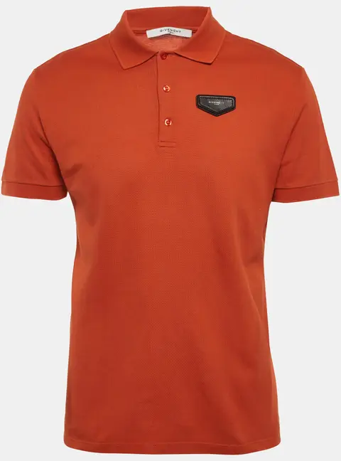Givenchy Brown Logo Patch Pique Polo T-Shirt L