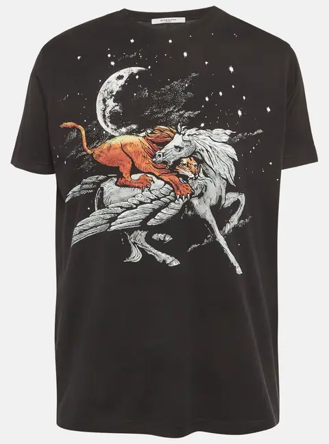 Givenchy Black Print Cotton Half Sleeve T-Shirt M