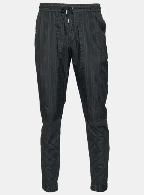 Givenchy Black Logo Striped Nylon Trousers M