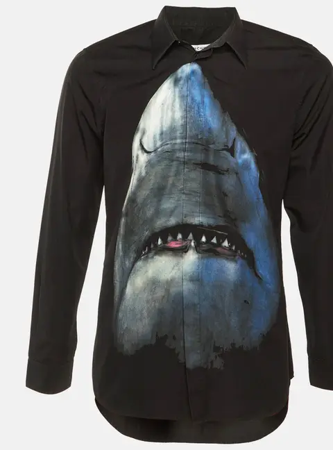 Givenchy Black Shark Printed Cotton Shirt M
