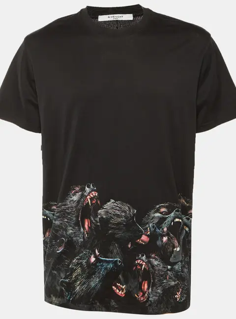 Givenchy Black Monkey printed Cotton Knit T-Shirt L