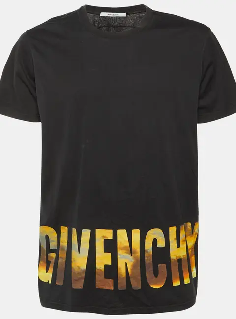 Givenchy Black Logo Printed Cotton Knit Oversized T-Shirt S