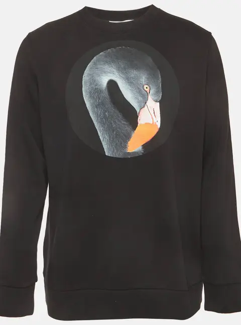 Givenchy Black Swan Pattern Cotton Knit Crew Neck Sweatshirt L
