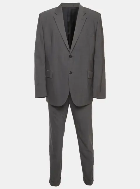 Givenchy Grey Wool Single Breasted Blazer and Pant Suit 4XL
