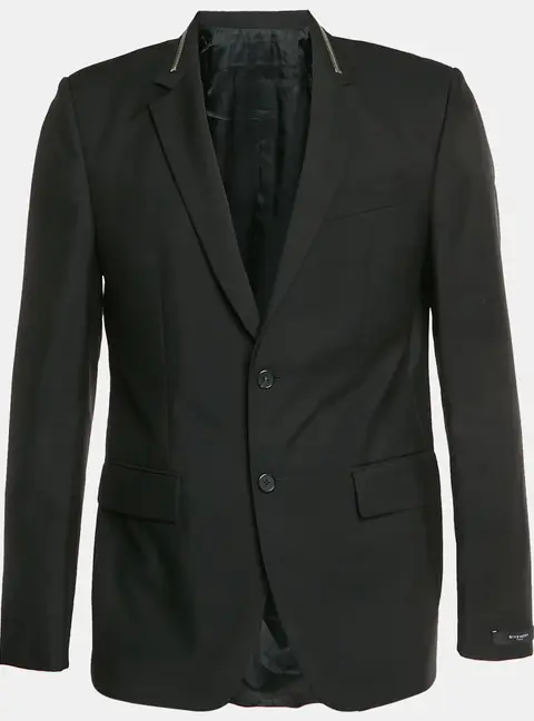 Givenchy Black Wool Blend Regular Fit Blazer XL