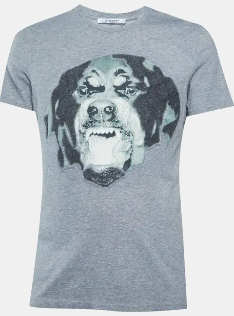 Givenchy Grey Rottweiler Print Cotton Cuban Fit Crew Neck T-Shirt M