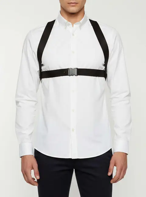 Givenchy White Cotton Black Harness Detail Shirt M