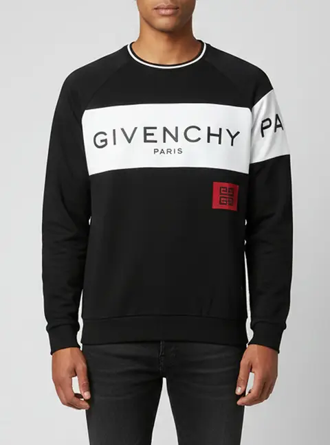 Givenchy Black/White Logo Embroidered Cotton Crewneck Sweatshirt XL