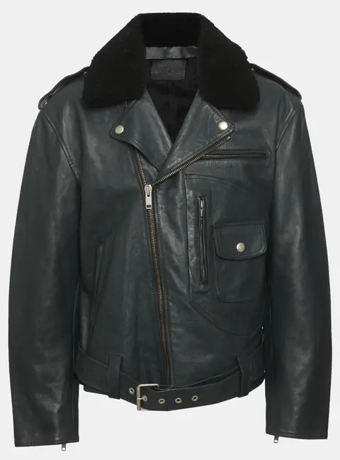 Givenchy Dark Grey Leather and Shearling Aviator Jacket XL
