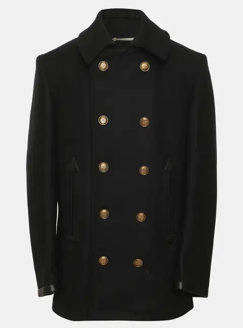 Givenchy Black Wool Blend Double Breasted Pea Coat S