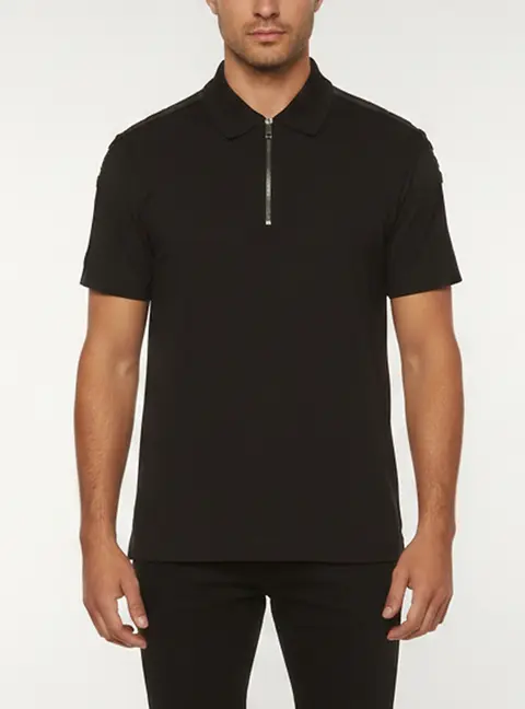 Givenchy Black Logo Stripe Piqu&eacute; Knit Quarter Zip Polo T-Shirt XL