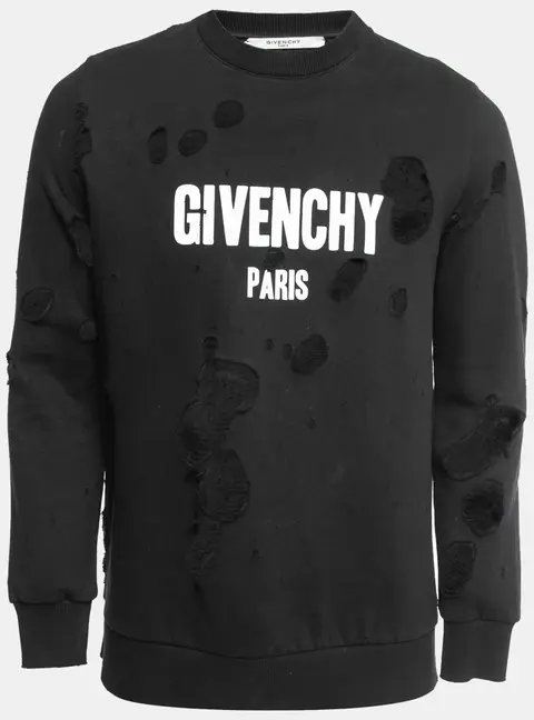 Givenchy Black Destroyed Effect Cotton Sweatshirt XS