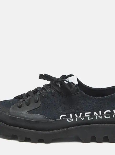 Givenchy Clapham Size 43 Navy Blue Canvas and Suede Lace Up Sneakers