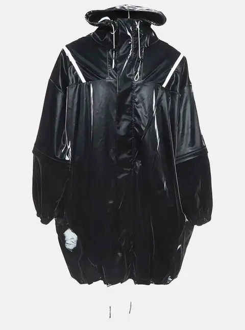 Givenchy Black Contrast Trim Synthetic Oversized Raincoat M