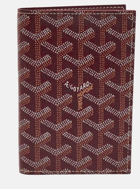Goyard Grenelle Passport Holder Burgundy Goyardine Coated Canvas