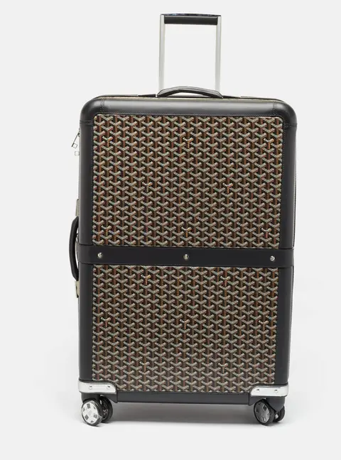 Goyard Large Black Coated Canvas, Leather and Rubber Suitcases