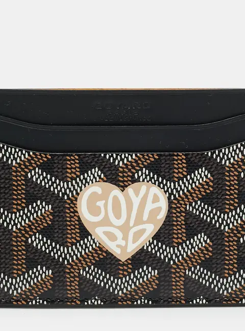 Goyard Saint Sulpice Black Goyardine Coated Canvas and Leather Card Holder