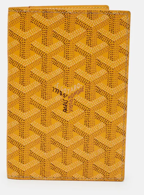 Goyard Grenelle Passport Holder Yellow Goyardine Coated Canvas