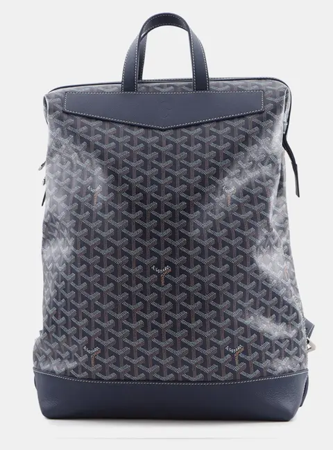 Goyard Sisal Navy Blue PVC Leather Backpack Bag
