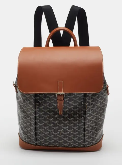 Goyard Alpin MM Brown Goyardine Coated Canvas and Leather Backpack