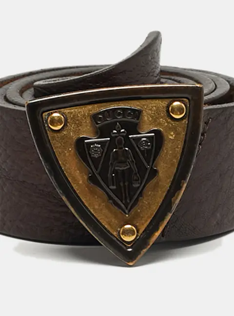 Gucci Hysteria Buckle Belt 95CM Brown Leather