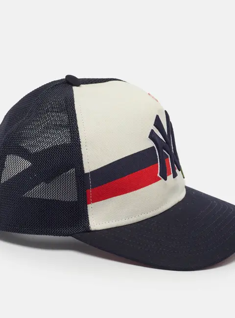 Gucci x NY Yankees Navy Blue GG Floral Applique Mesh Baseball Cap M