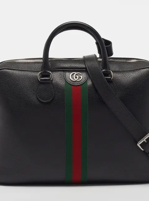 Gucci Ophidia Large Black Leather Briefcase