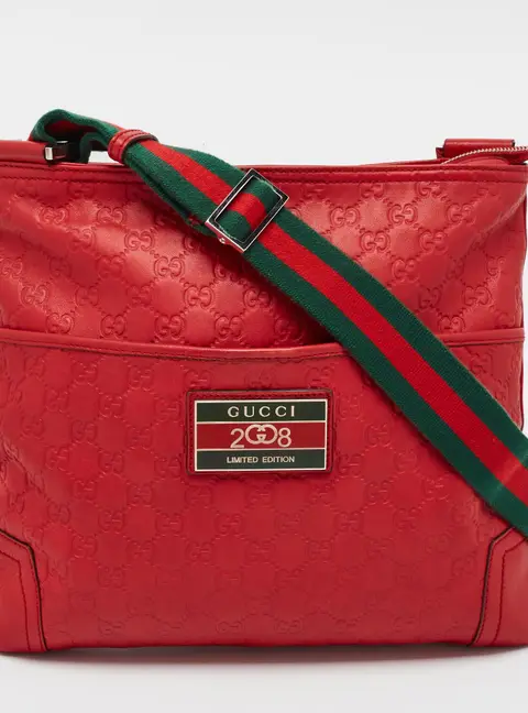 Gucci 2008 Olympic Limited Edition Red Guccissima Leather Messenger Bag