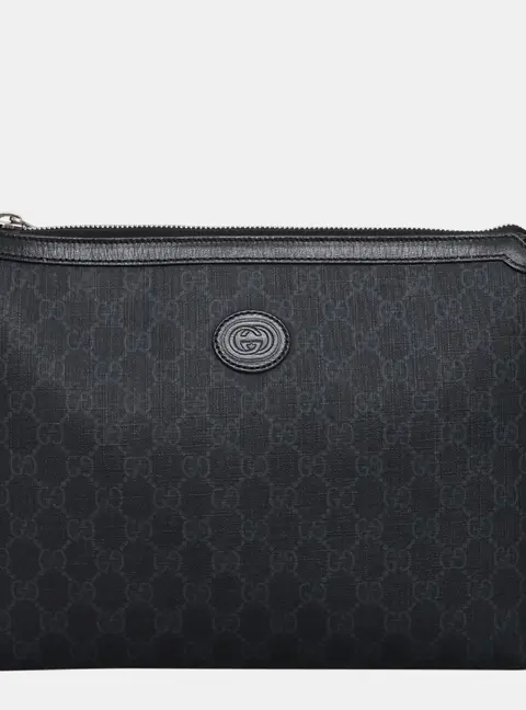 Gucci GG Supreme Small Black Coated Canvas Messenger Bag