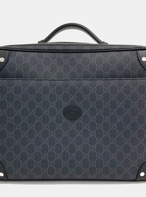 Gucci GG Supreme 658543 Black GG Supreme Coated Canvas Leather Backpack Briefcase Bag