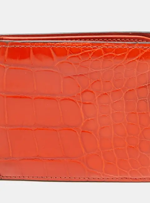 Gucci Orange Crocodile Bifold Wallet