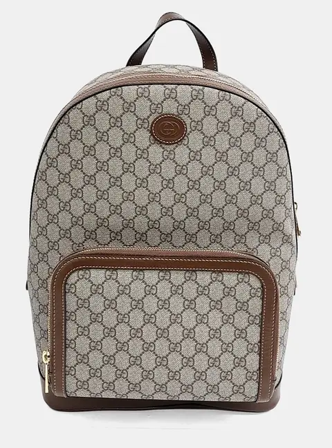 Gucci Interlocking G Small Brown Monogram Coated Canvas Backpack Bag