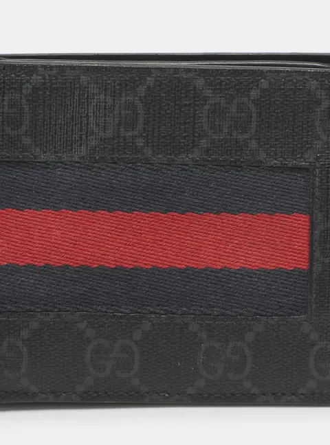 Gucci Web Black GG Coated Canvas Fabric Bifold