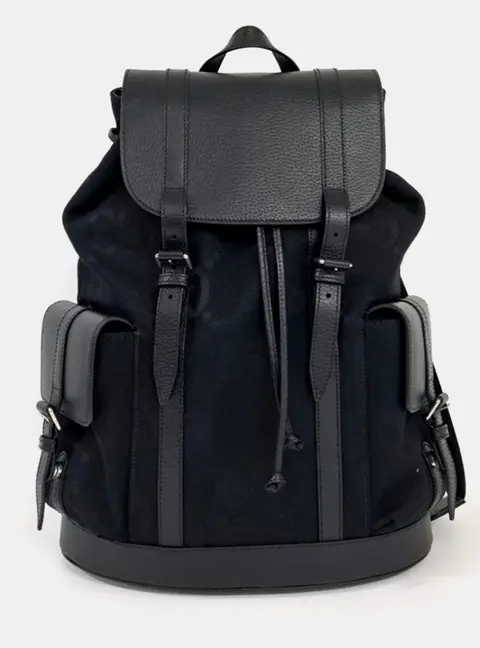 Gucci Jumbo GG 678829 Black Canvas Leather Backpack Bag