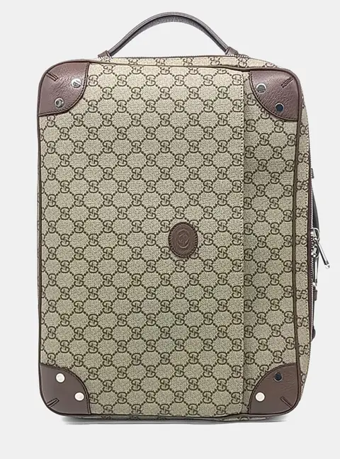 Gucci GG Supreme Brown Coated Canvas Briefcase Bag