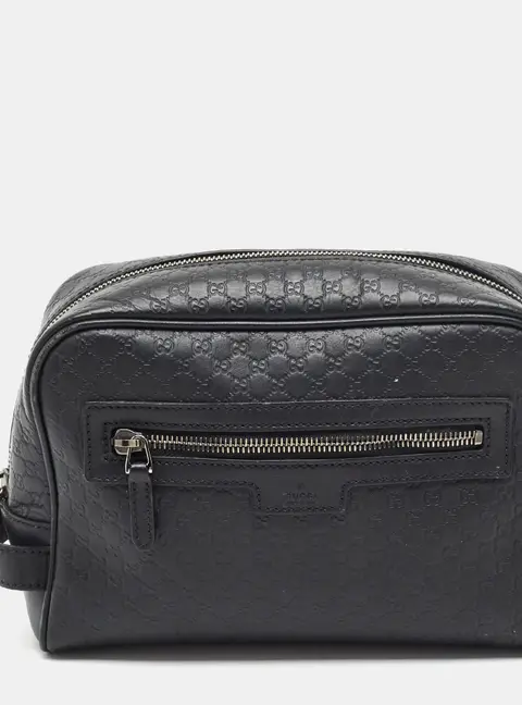 Gucci Black Microguccissima Leather Toiletry Pouch