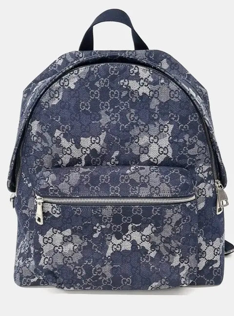 Gucci GG Supreme Large Blue Denim Backpack Bag