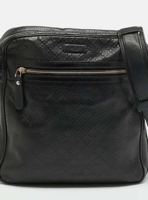Gucci Diamante Black Leather Messenger Bag