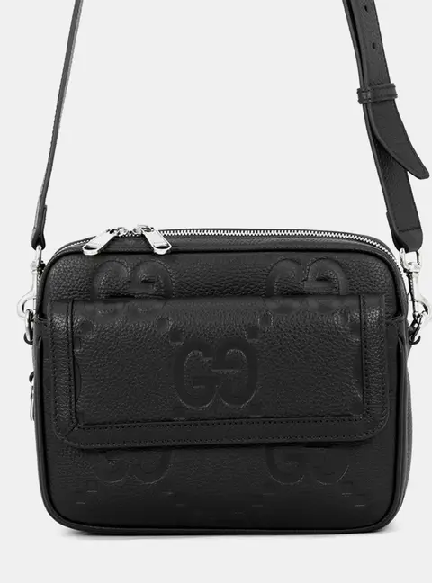 Gucci Jumbo GG Small Black Leather Crossbody Bag