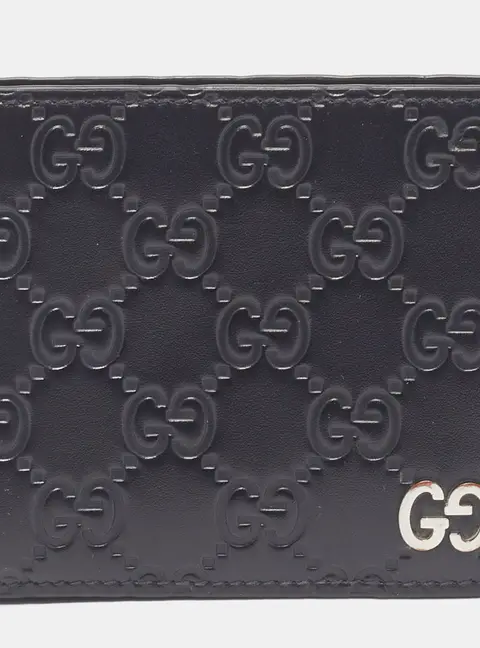 Gucci Interlocking G Black Guccissima Leather Bifold Wallet