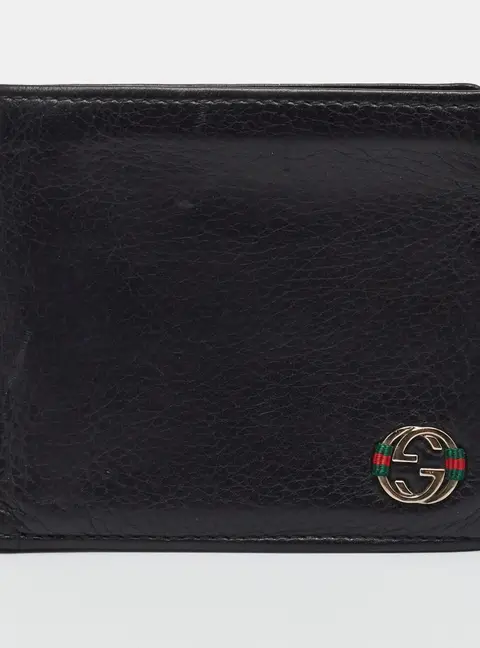 Gucci Interlocking G Web Black Leather Bifold Wallet