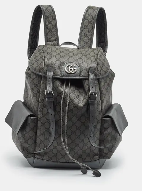 Gucci Ophidia Large Grey GG Supreme Canvas and Leather Backpack