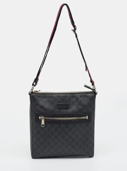 Gucci Night Courrier Black GG Supreme Canvas Messenger Bag