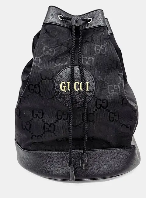 Gucci Off the Grid Drawstring Black Econyl Canvas Backpack Bag