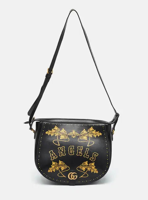 Gucci LA Angels Black/Gold Leather Messenger Bag