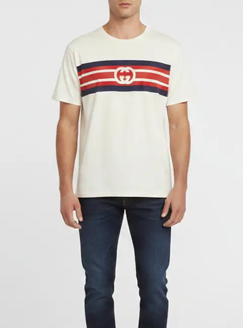 Gucci Cream Printed Jersey Short Sleeve Crewneck T-Shirt M