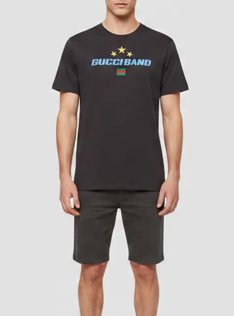 Gucci Black Printed Jersey Short Sleeve Crewneck T-Shirt M